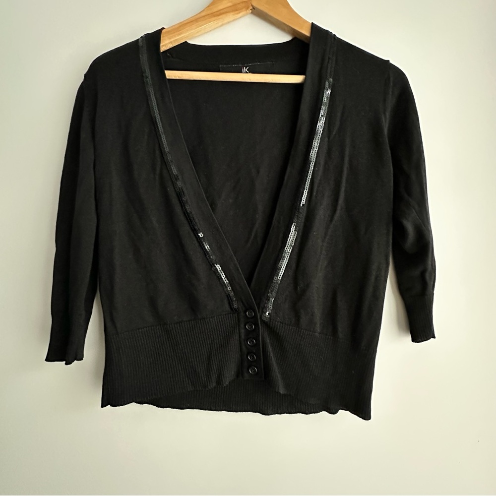 Black Cardigan 3/4 Sleeves with Sequin Detail